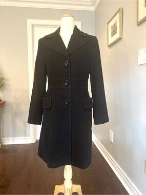 Mango Black Single-Breasted Velvet-like Trench Coat
